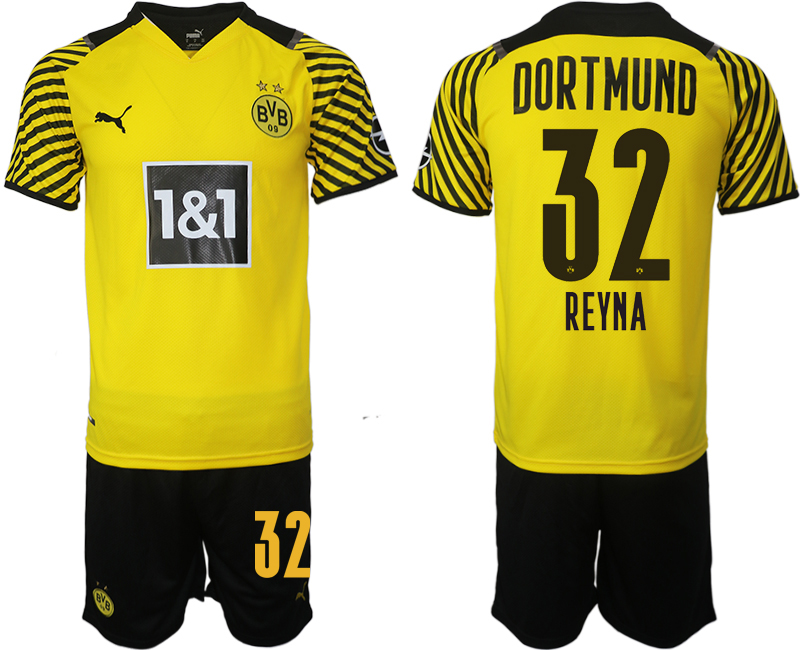Men 2021-2022 Club Borussia Dortmund home #32 yellow Soccer Jersey->borussia dortmund jersey->Soccer Club Jersey